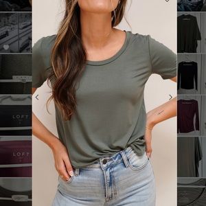 CJ's Favorite Scoop Neck Tee in Light Olive